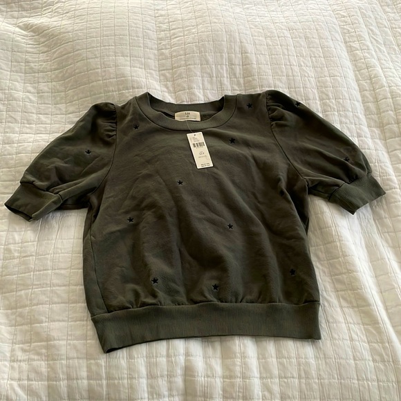 Anthropologie T.La Puff Sleeve Pullover Short Sleeve Sweatshirt XSP - Picture 5 of 6